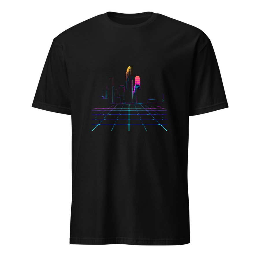 Cyber-Stadt Neon – Premium Kunst T-Shirt – Premium-Kunst-T-Shirt, Fluid-Art-Frontdruck