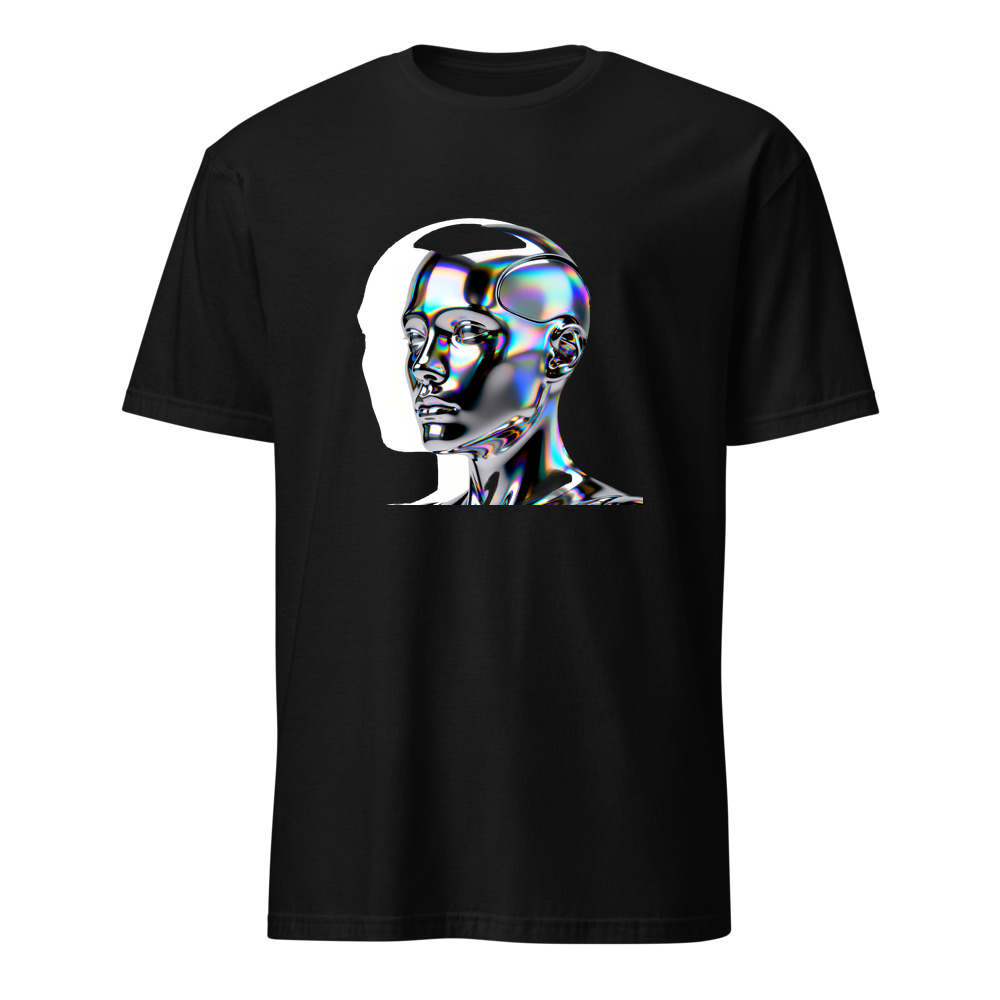 Cyborg Chrom – Premium Kunst T-Shirt – Premium-Kunst-T-Shirt, Fluid-Art-Frontdruck