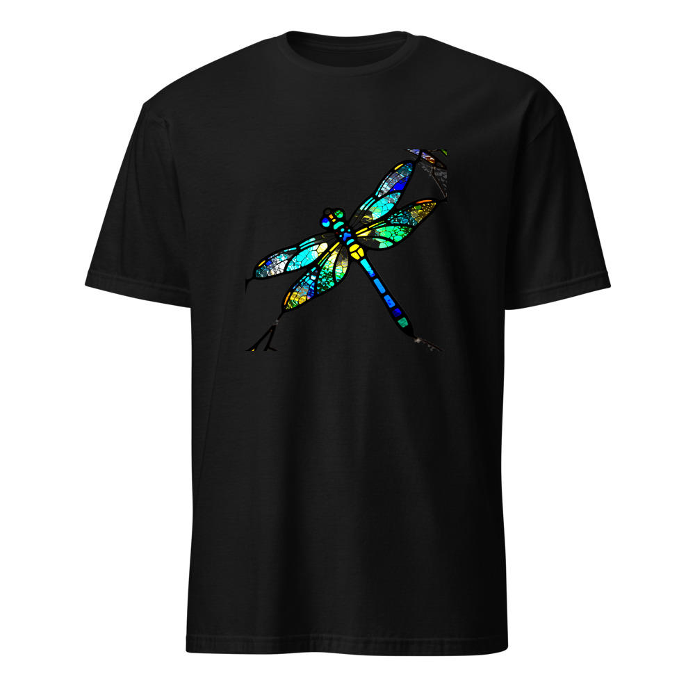 Libelle Buntglas – Premium Kunst T-Shirt – Premium-Kunst-T-Shirt, Fluid-Art-Frontdruck