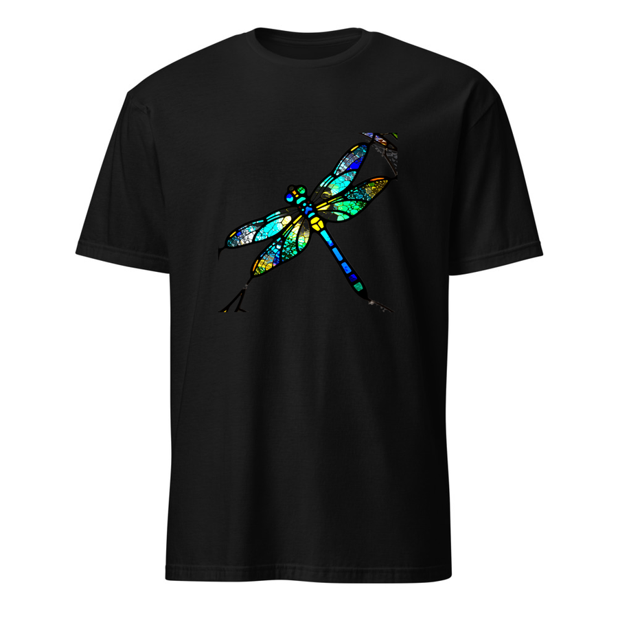Libelle Buntglas – Premium Kunst T-Shirt – Premium-Kunst-T-Shirt, Fluid-Art-Frontdruck