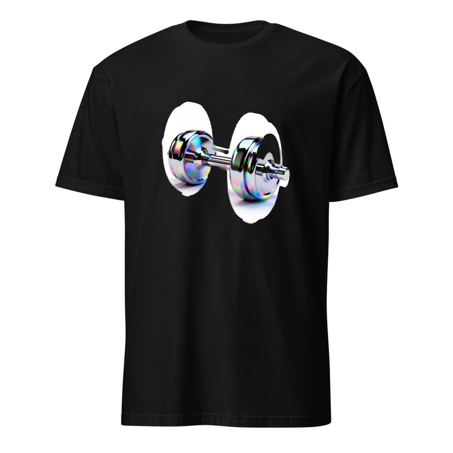Hantel Chrom – Premium Kunst T-Shirt – Premium-Kunst-T-Shirt, Fluid-Art-Frontdruck