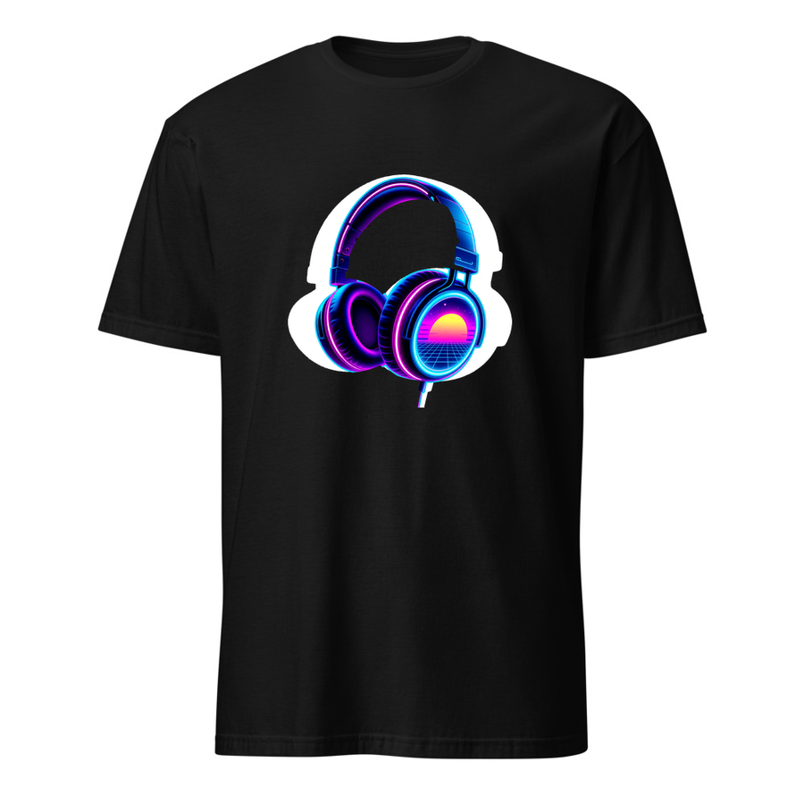 Kopfhörer Neon – Premium Kunst T-Shirt – Premium-Kunst-T-Shirt, Fluid-Art-Frontdruck