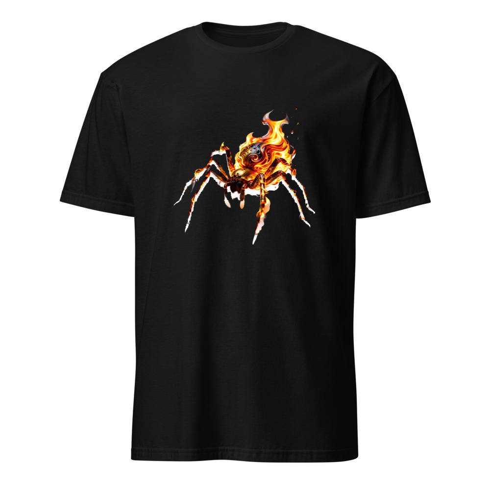 Spinne Flammen – Premium Kunst T-Shirt – Premium-Kunst-T-Shirt, Fluid-Art-Frontdruck
