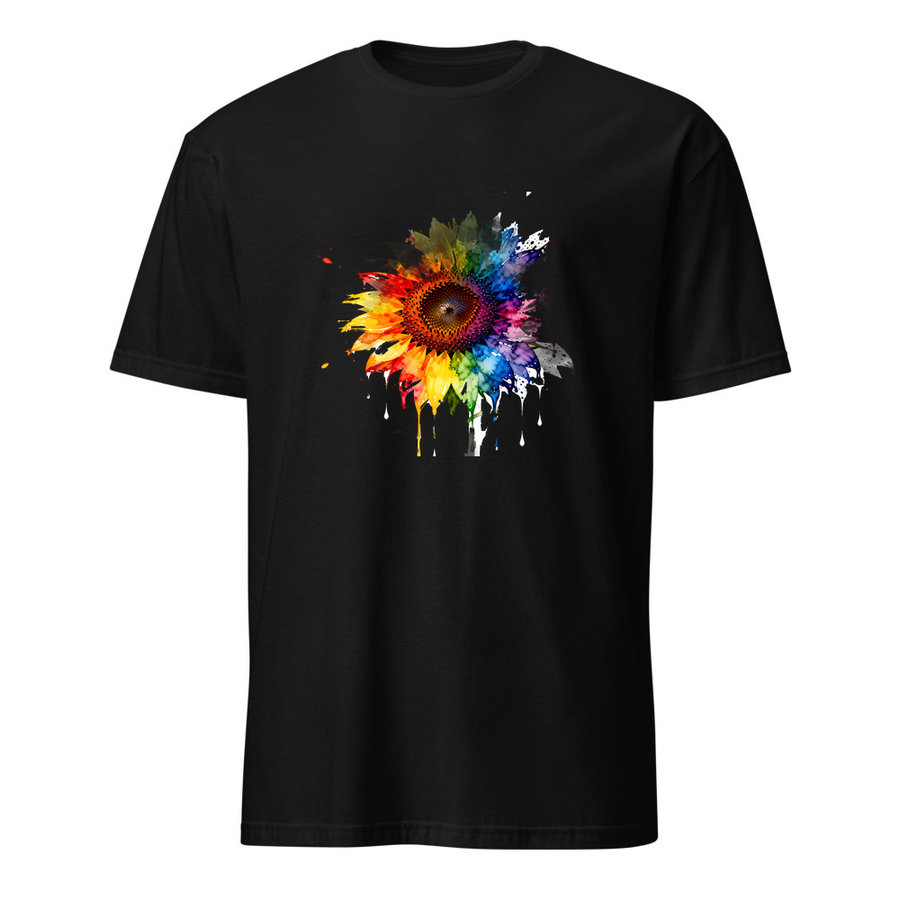 Sonnenblume Aquarell – Premium Kunst T-Shirt – Premium-Kunst-T-Shirt, Fluid-Art-Frontdruck