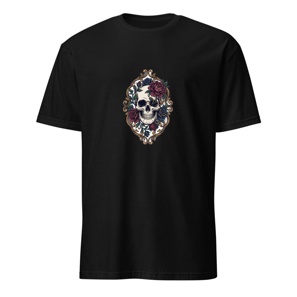 Totenkopf und Rosen – Premium Kunst T-Shirt