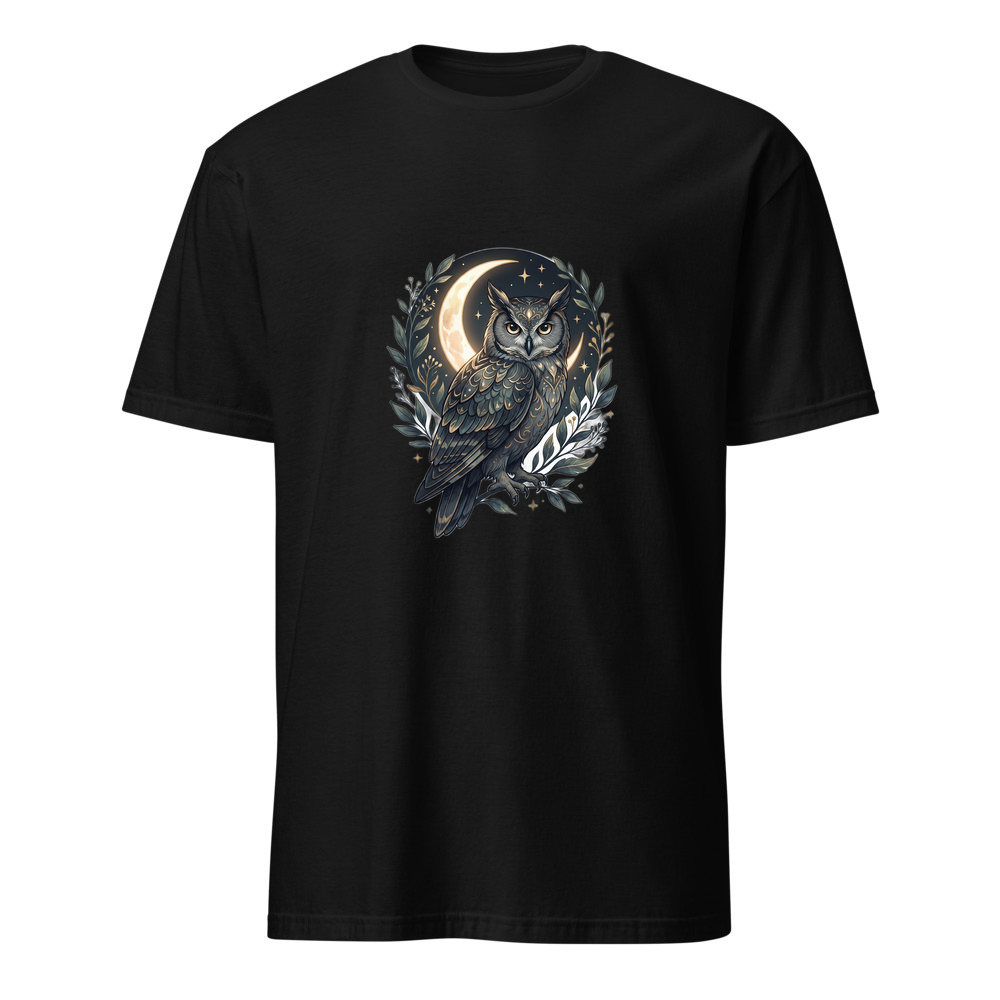 Eule und Mond – Premium Kunst T-Shirt
