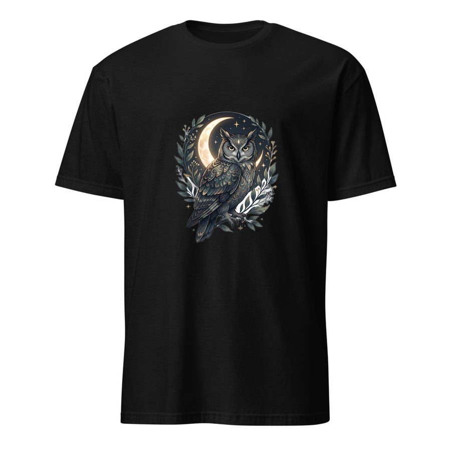 Eule und Mond – Premium Kunst T-Shirt