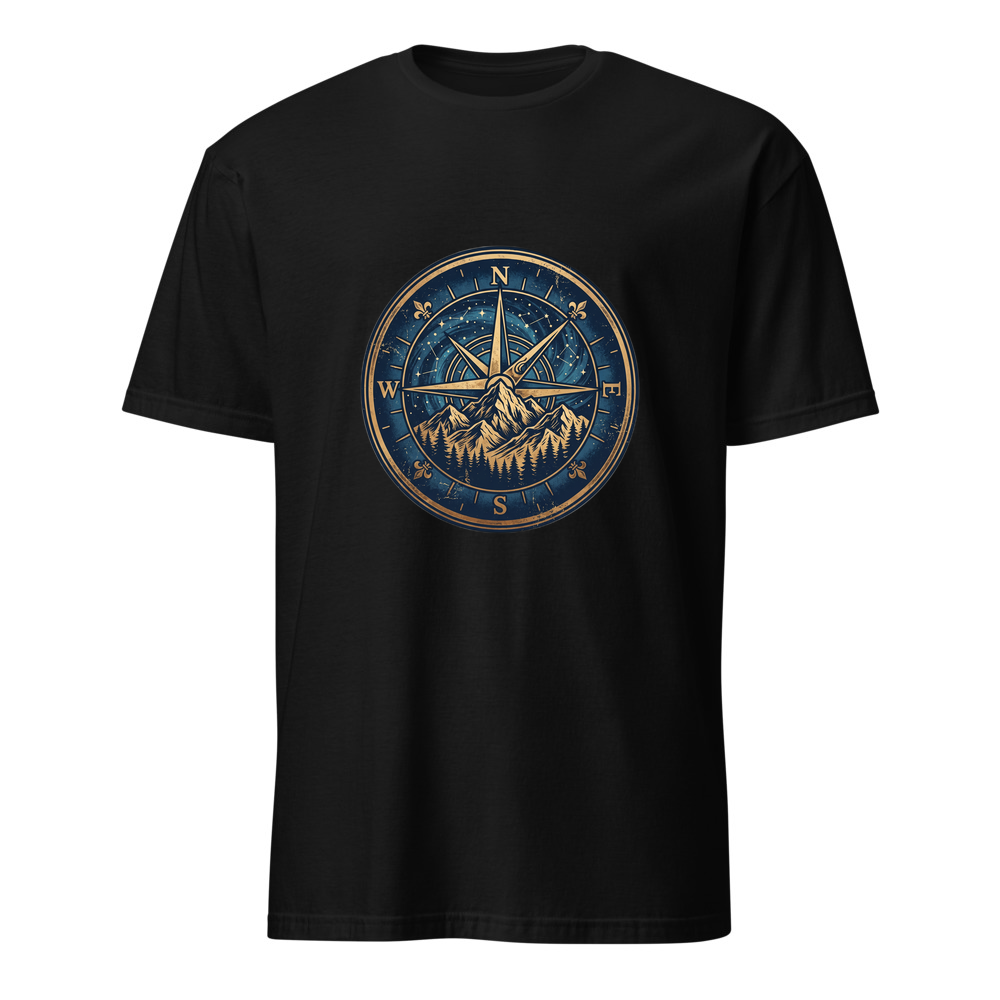 Kompass und Berge – Premium Kunst T-Shirt
