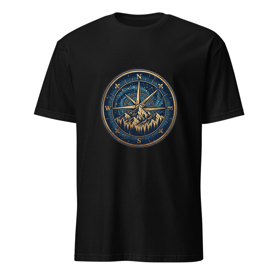 Kompass und Berge – Premium Kunst T-Shirt
